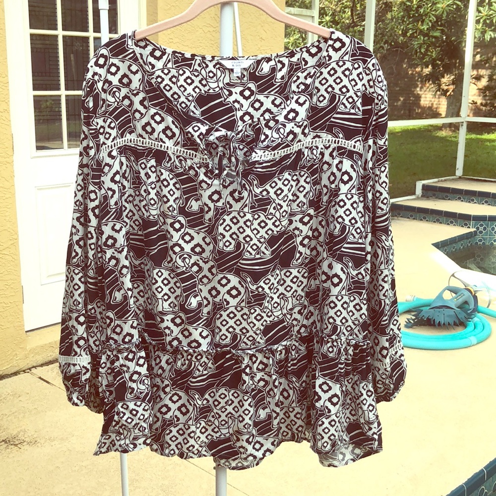 Adorable Anthropologie Crown & Ivy elephant blouse